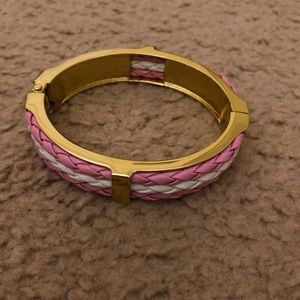 Pink & White Open Bangle Bracelet
